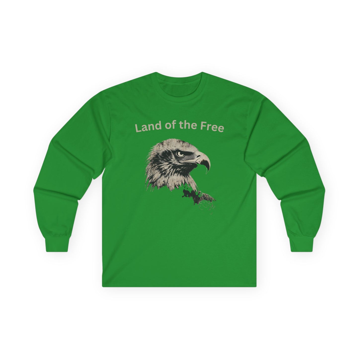 Land of the Free text on a Long-Sleeve Tee