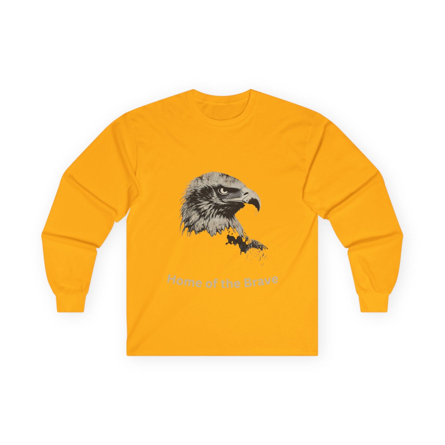 Home of the Brave text on a Long-Sleeve Tee
