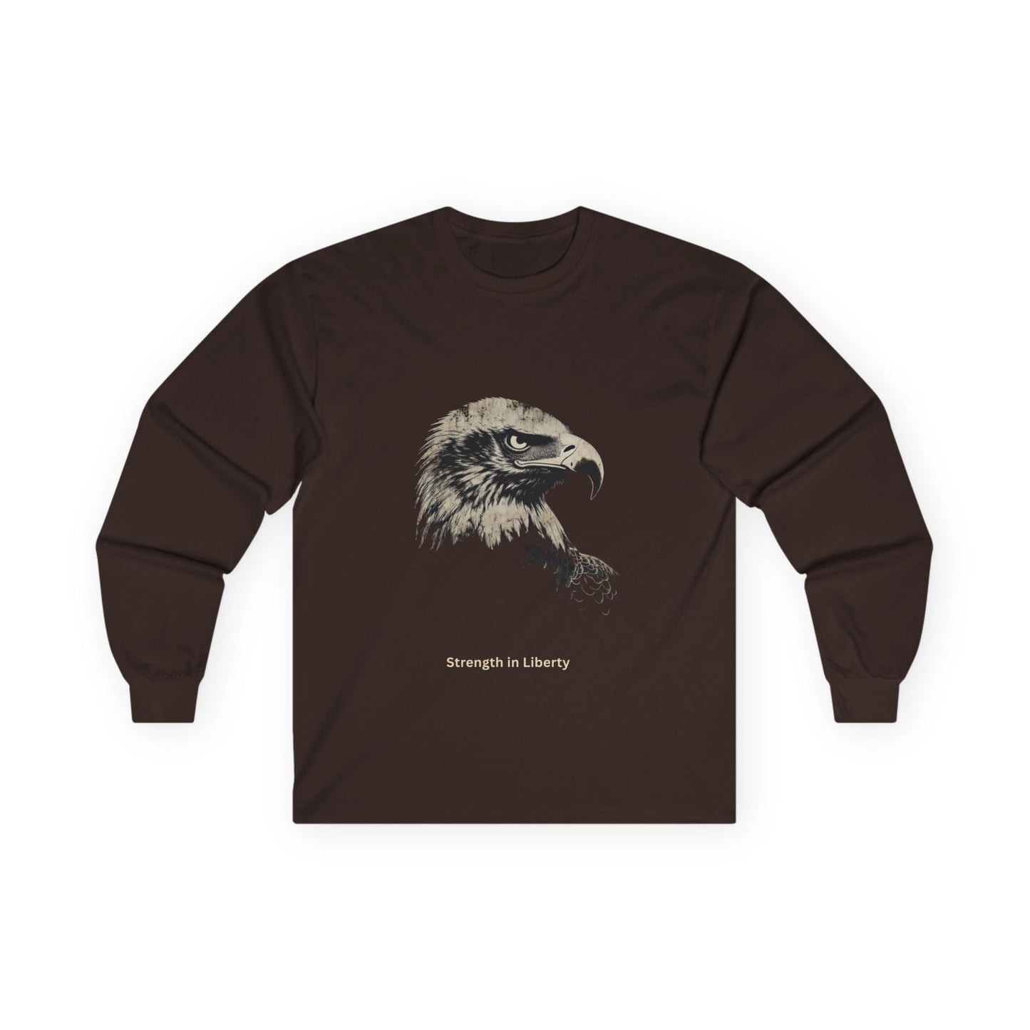 Strength in Liberty text on a Long-Sleeve Tee