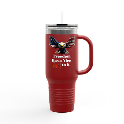 Freedom Has A Ring Patriotic Eagle on a 40oz tumbler