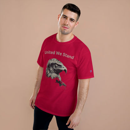 United We Stand text above an eagle head on a Champion Tee