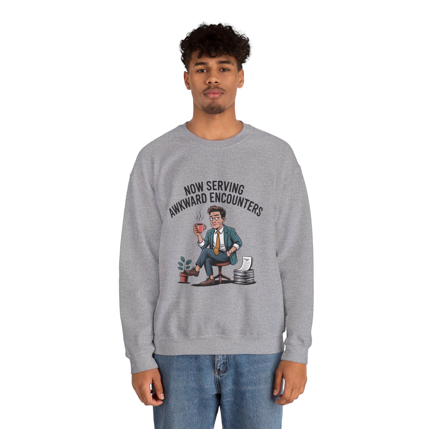 Now Serving Awkward Moments on a Crewneck Sweatshirt