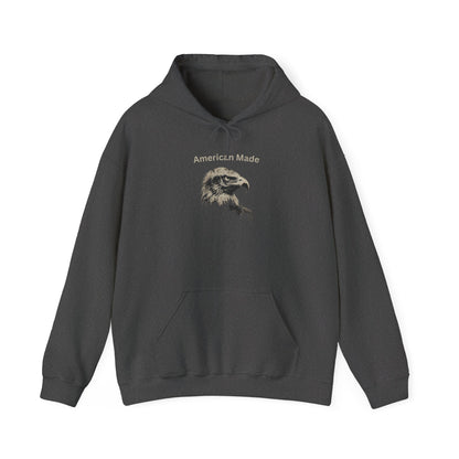American Made text above an eagle head on a Pullover Hoodie