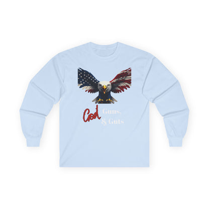 God Guns & Guts Patriotic Eagle on a long sleeve tee