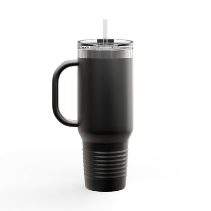 Strength in Liberty text on the top of a  40oz Insulated Travel Mug