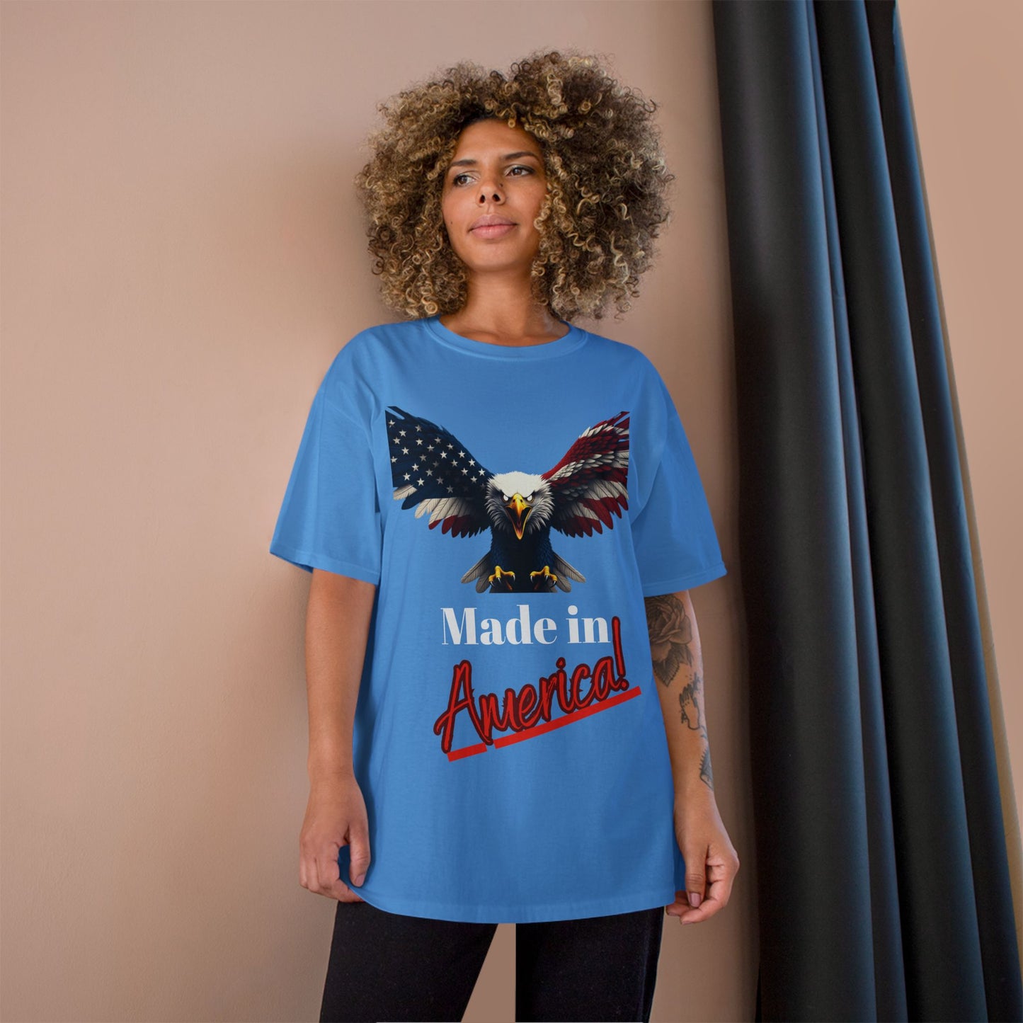 Made In America Patriotic Eagle on a Champion T-shirt
