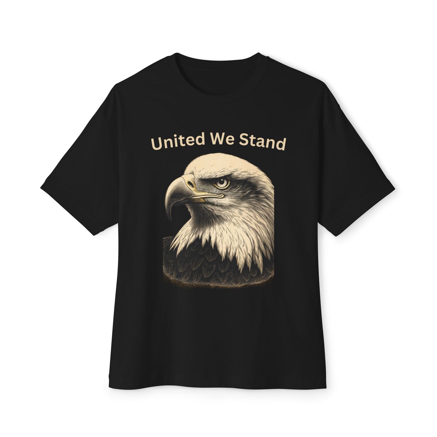 Engraved Eagle - United We Stand text at the top of a premium tee