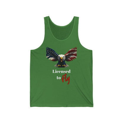 Licensed To Fly Patriotic Eagle on a Premium Tank Top