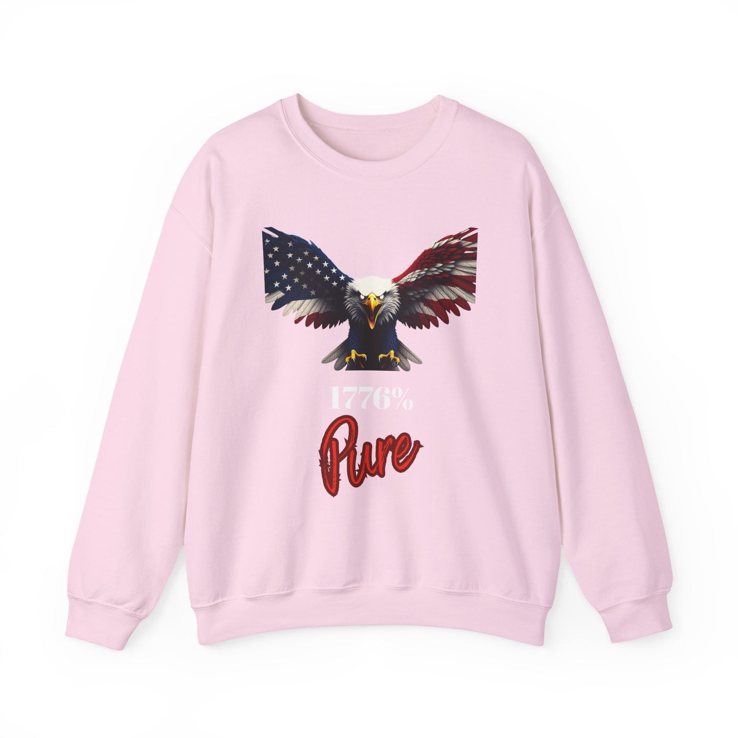 1776% Pure Patriotic Eagle text on a Crewneck Sweatshirt