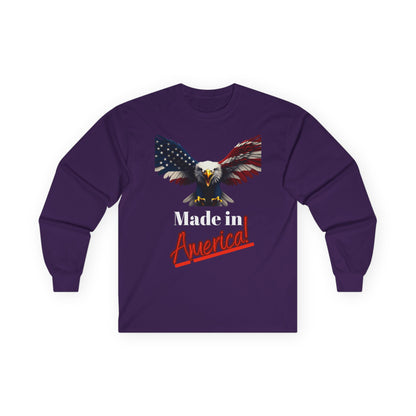 Made In America Patriotic Eagle on a long sleeve tee
