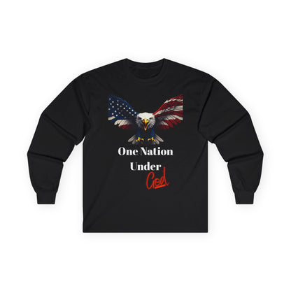 One Nation Under God Patriotic Eagle on a long sleeve tee