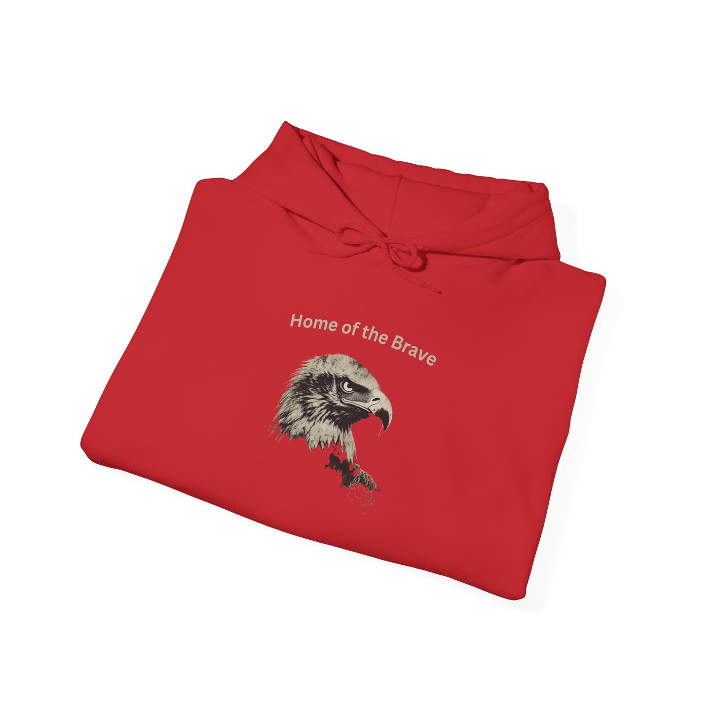 Home of the Brave text above an eagle head on a Pullover Hoodie
