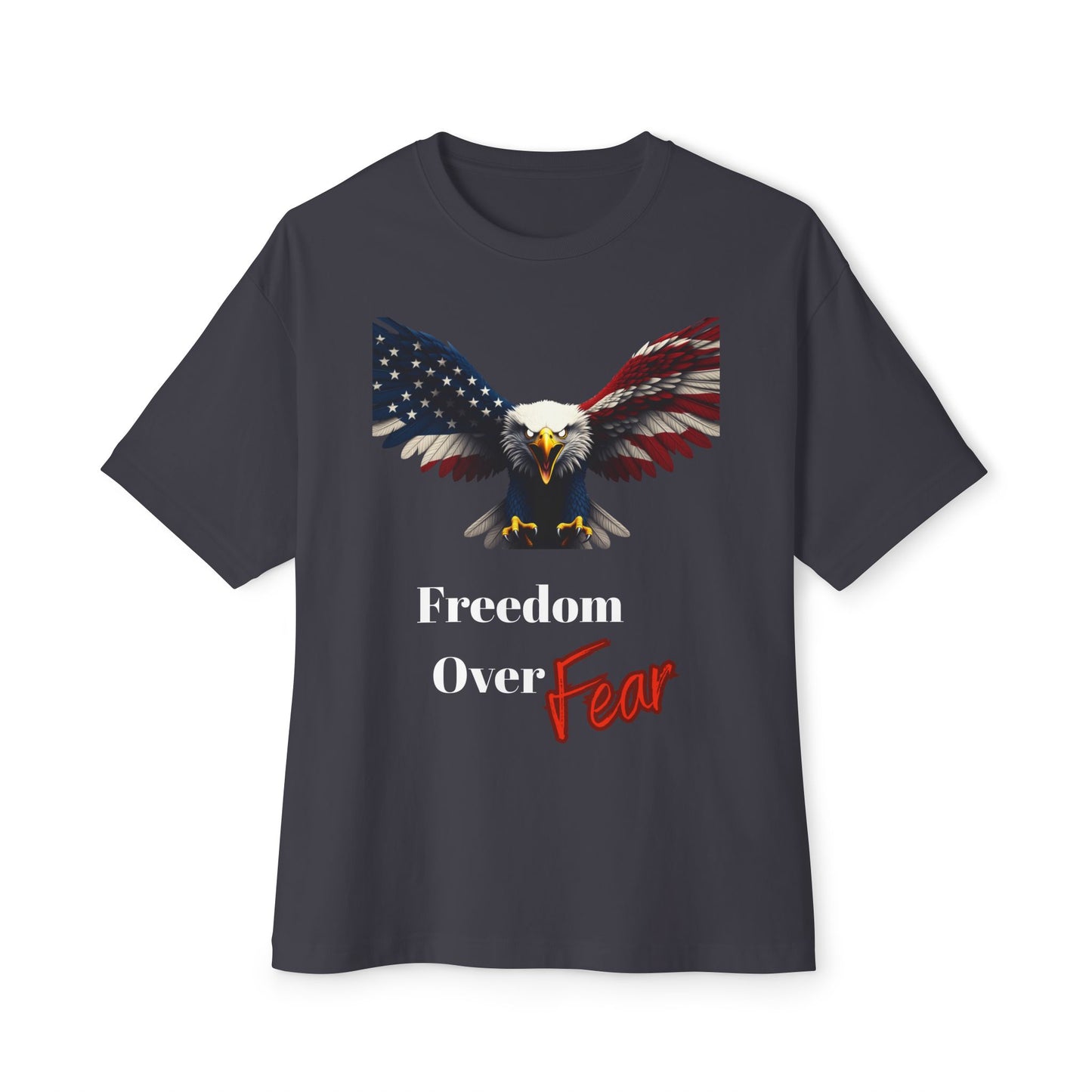 Freedom Over Fear Patriotic Eagle on a Premium Tee
