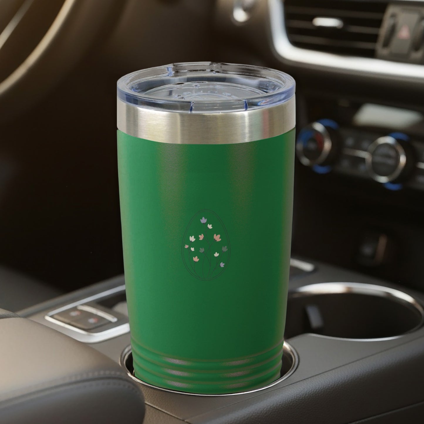 Stylish Green Tumbler with Floral Design for Travel Use