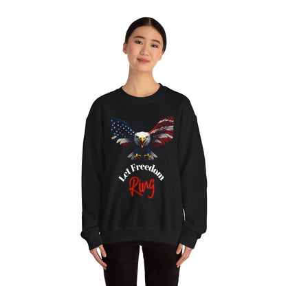 Let Freedom Ring Patriotic Eagle text on a Crewneck Sweatshirt