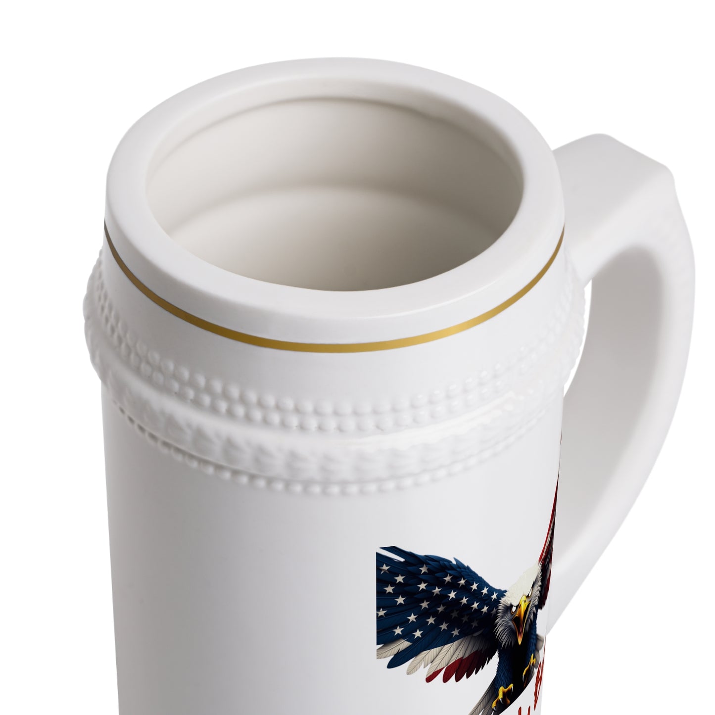 American By Birth Rebel By Choice Patriotic Eagle on a 22oz Ceramic Beer Stein