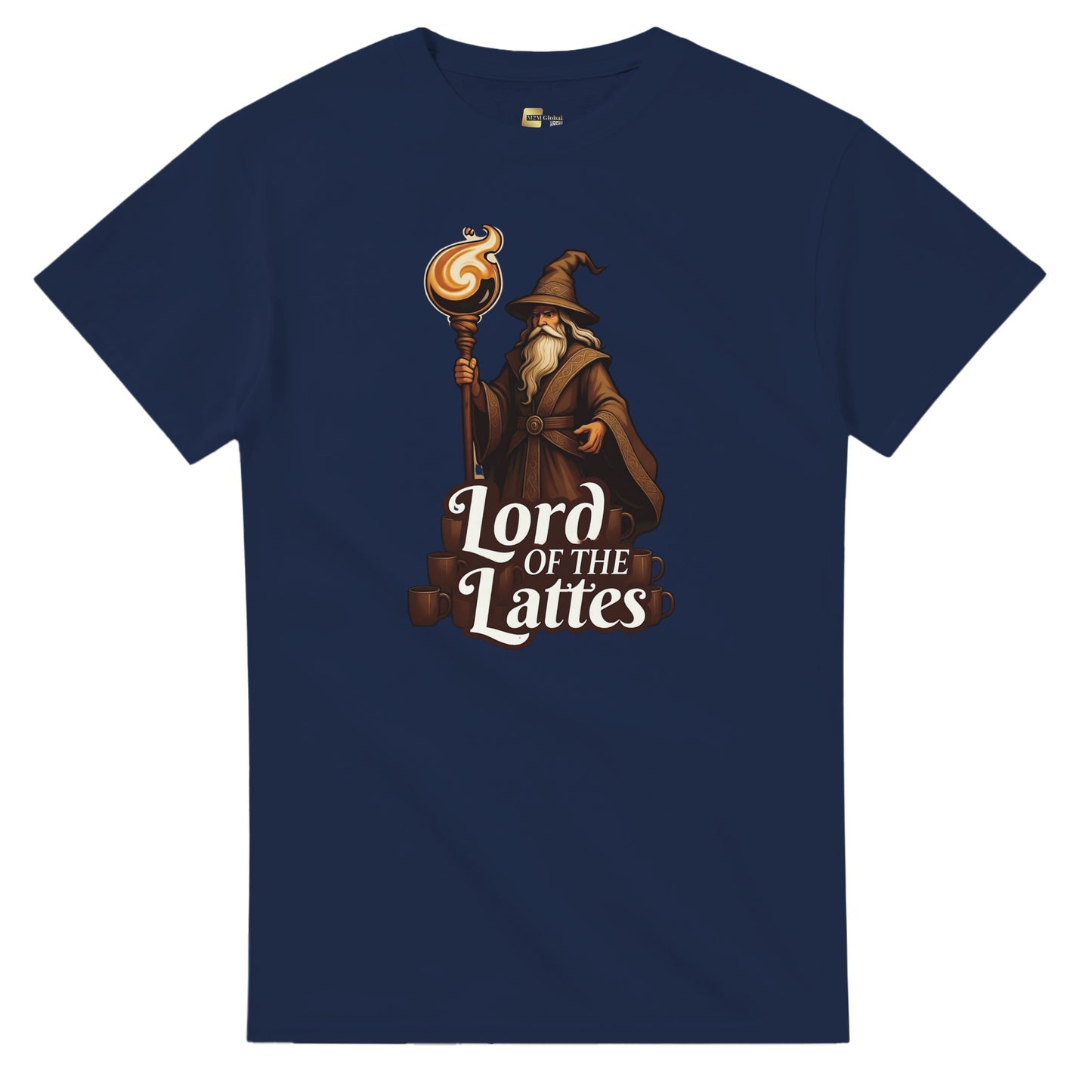 Lord of the Lattes graphic design on a Heavyweight T-shirt