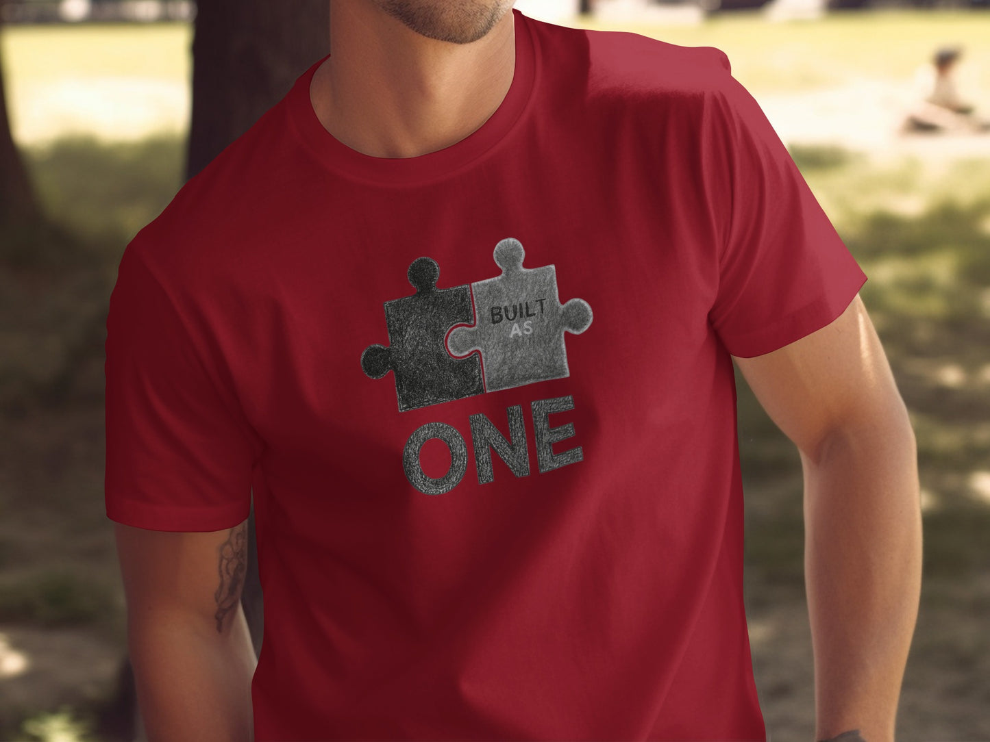 Built As One Puzzle Graphic Statement Shirt