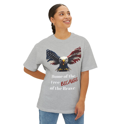 Home Of The Free Because Of The Brave Patriotic Eagle on a Premium Tee