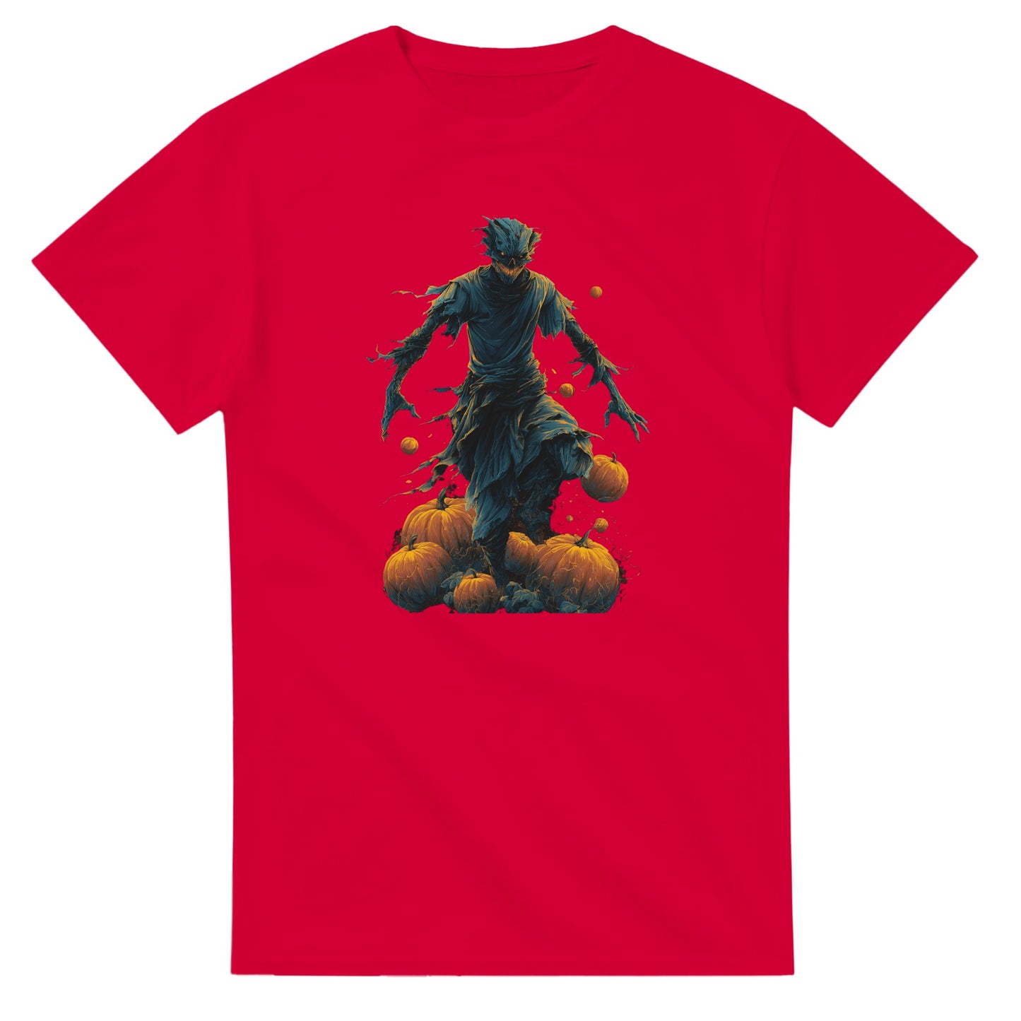 Haunting Harvest Scarecrow on a Heavyweight T-shirt