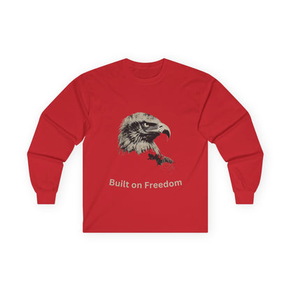 Built of Freedom text on a Long-Sleeve Tee