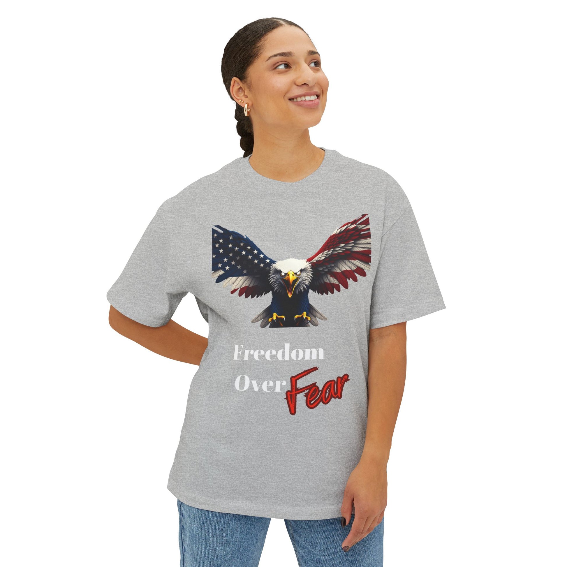 Freedom Over Fear Patriotic Eagle on a Premium Tee
