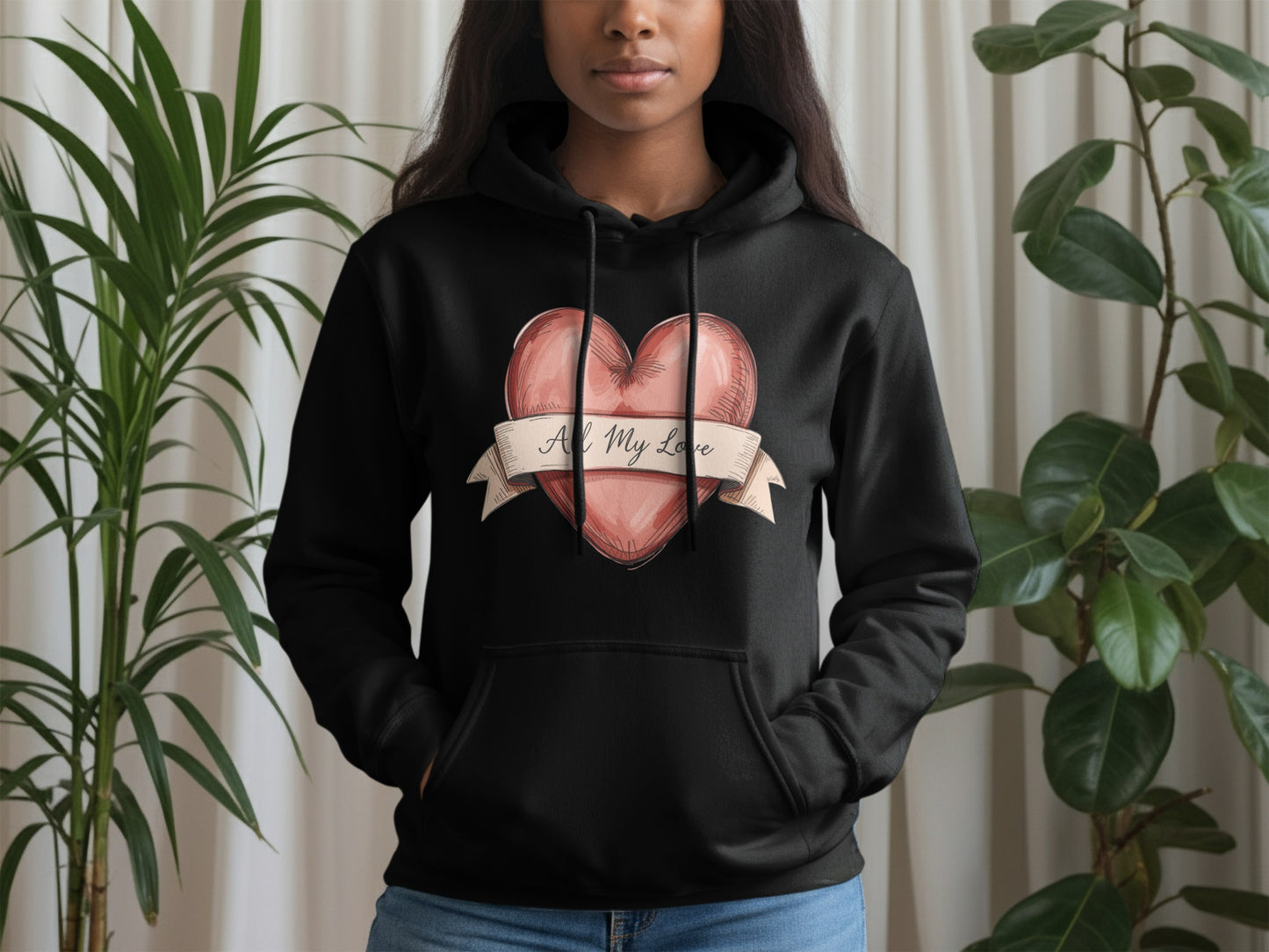 All My Love Heart Design Black Hoodie Product
