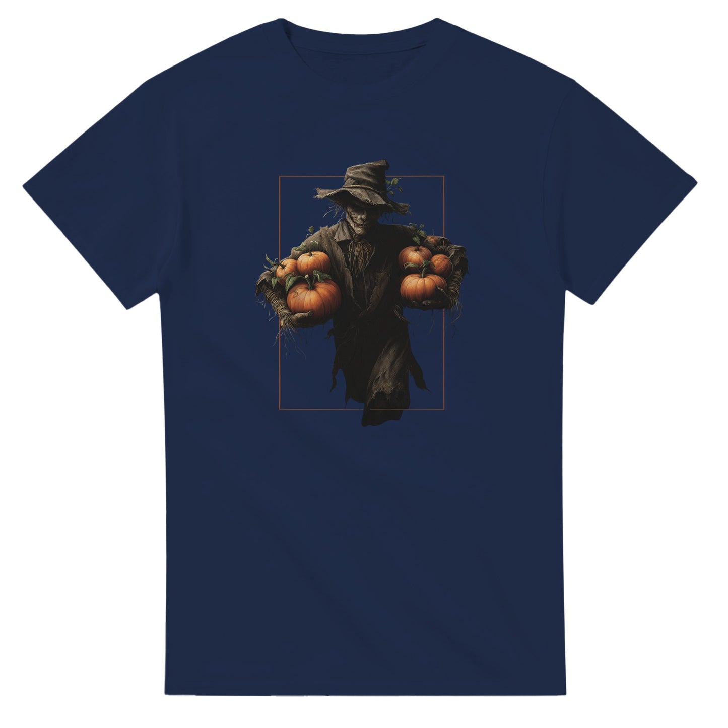 Spooky Harvest Scarecrow on a Heavyweight T-shirt