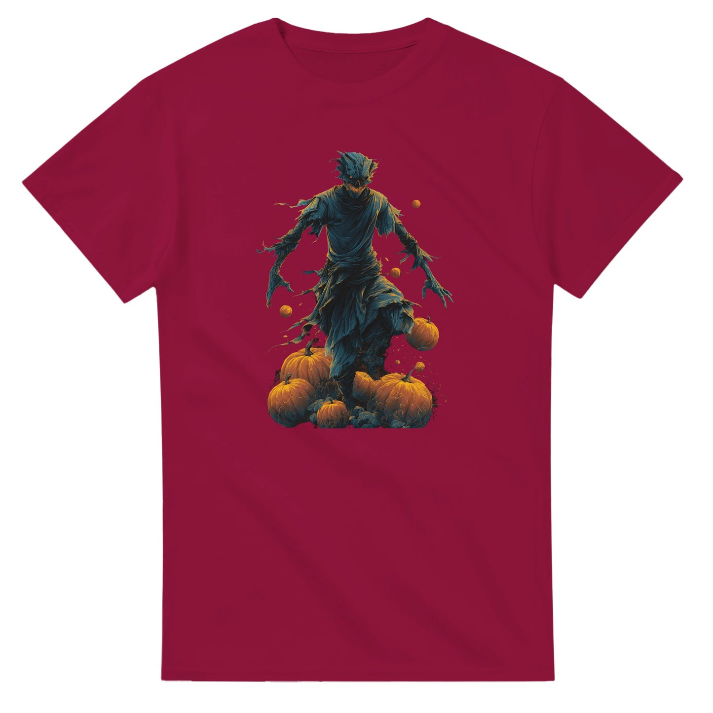 Haunting Harvest Scarecrow on a Heavyweight T-shirt