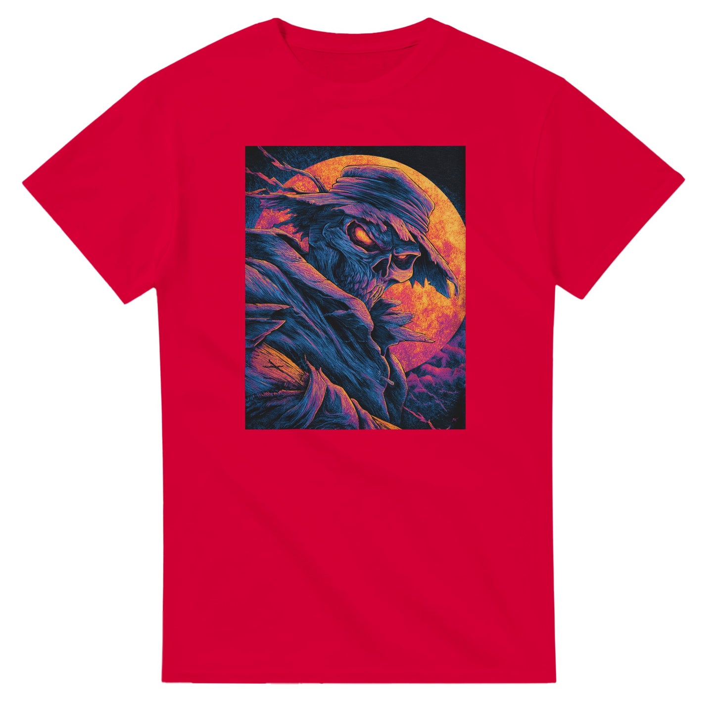 Vibrant Skull & Scarecrow on a Heavyweight T-shirt