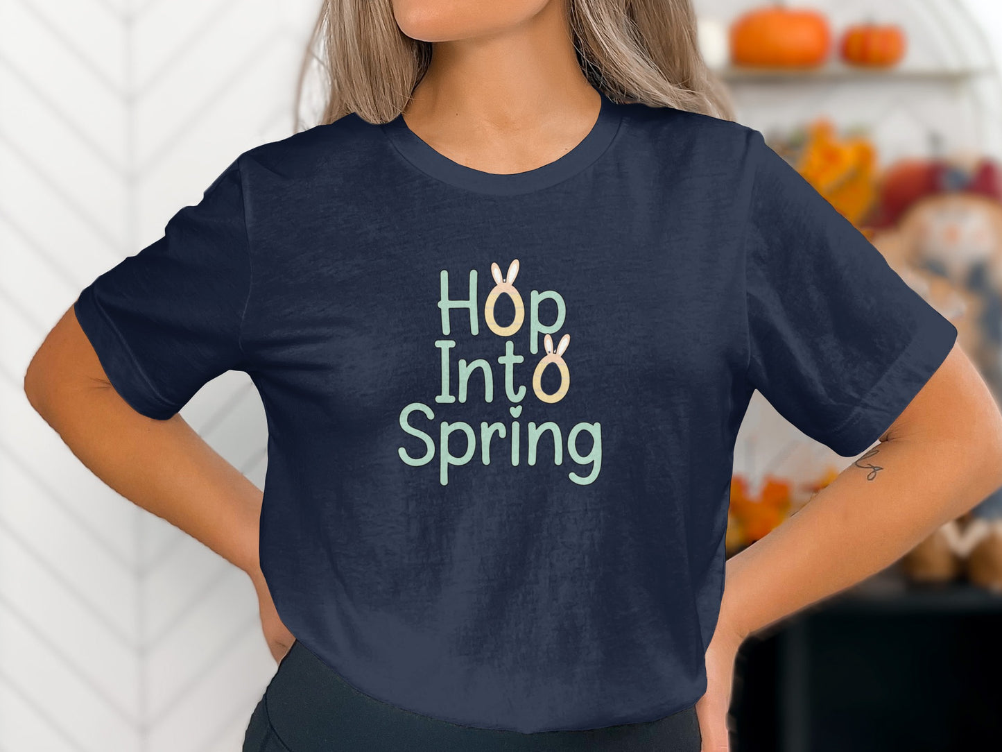 Hop Into Spring Bunny Ears Graphic Tee product type
Hop Into Spring, Bunny Ears Tee, Spring Graphic, Easter Shirt, Seasonal Fashion, Women Tee, Casual Apparel, Holiday Top, Cute Design, Navy Blue Shirt, Round Neck Tee, Short Sleeve Top, Gift Spring, Animal Theme, Festive Wear, New Season Style, Trendy Shirt, Youthful Look, Graphic Apparel, Celebration Tee