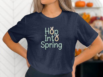 Hop Into Spring Bunny Ears Graphic Tee product type
Hop Into Spring, Bunny Ears Tee, Spring Graphic, Easter Shirt, Seasonal Fashion, Women Tee, Casual Apparel, Holiday Top, Cute Design, Navy Blue Shirt, Round Neck Tee, Short Sleeve Top, Gift Spring, Animal Theme, Festive Wear, New Season Style, Trendy Shirt, Youthful Look, Graphic Apparel, Celebration Tee