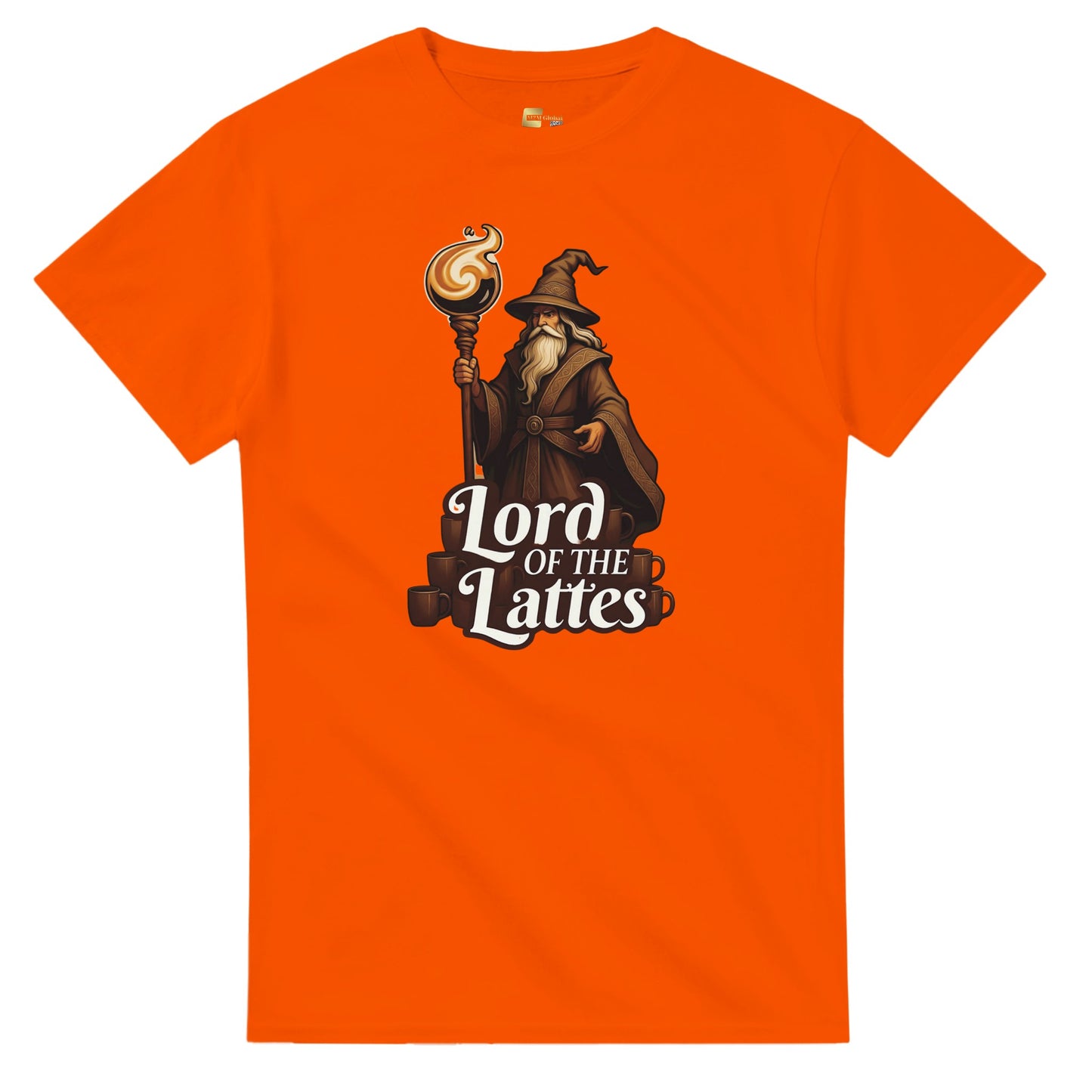 Lord of the Lattes graphic design on a Heavyweight T-shirt