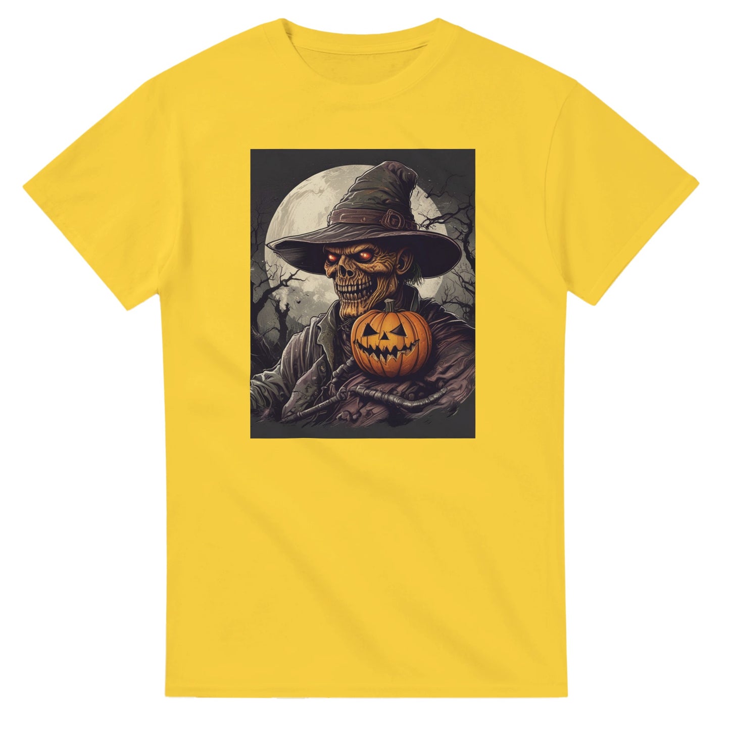 Pumpkin & Glowing Eyes on a Heavyweight T-shirt