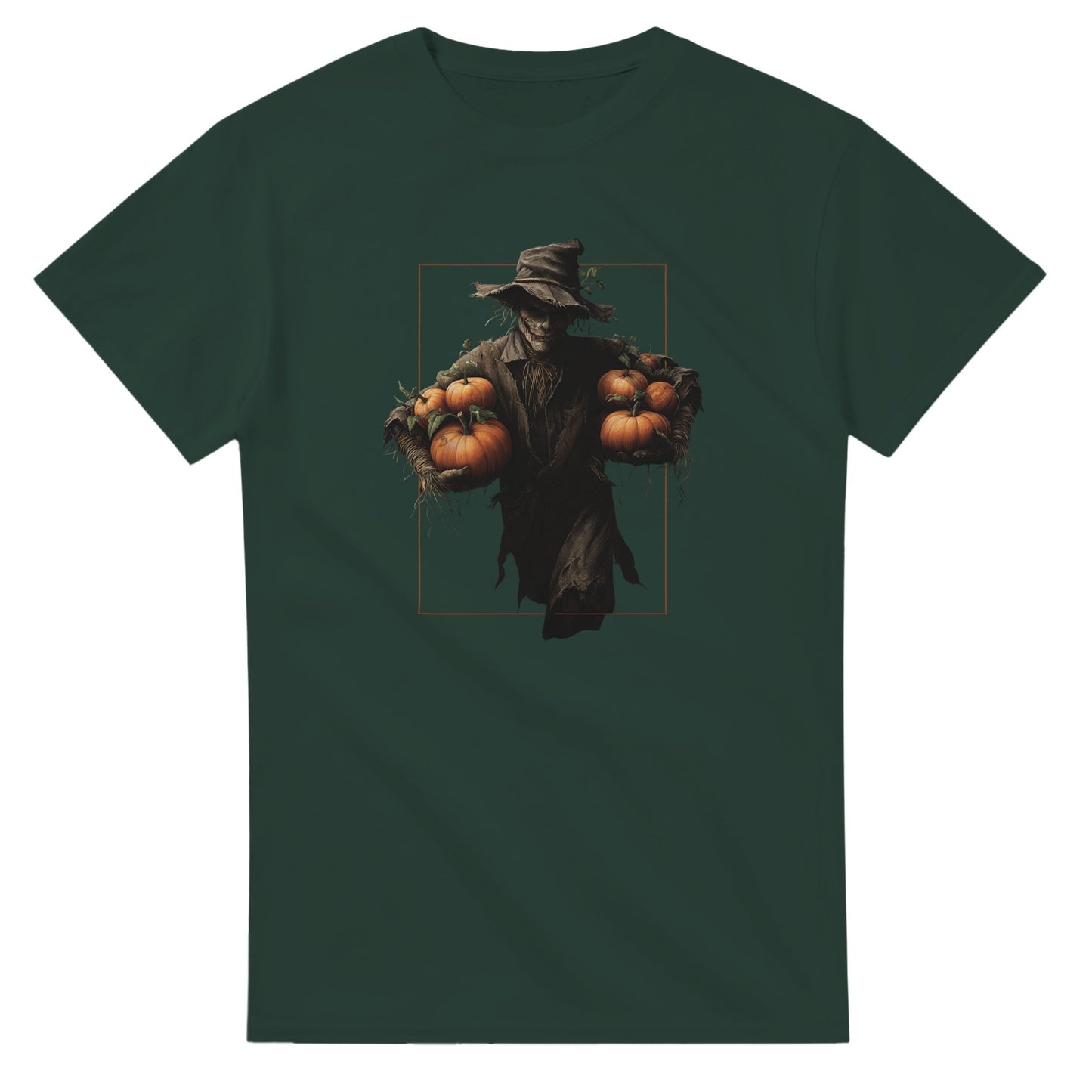 Spooky Harvest Scarecrow on a Heavyweight T-shirt