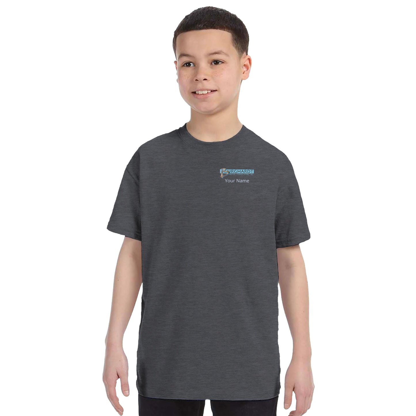 Burghardt Metal Fabricating, Inc., logo on a Kids Crewneck T-shirt