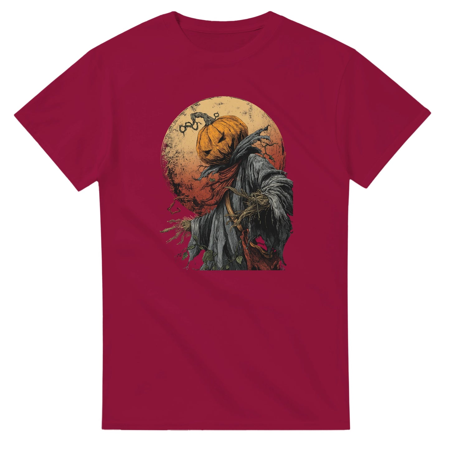 Spooky Pumpkin Scarecrow on a Heavyweight T-shirt