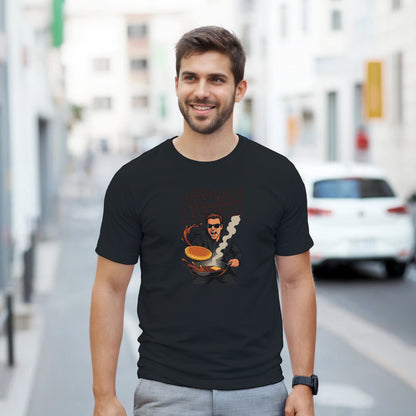 The Breakfast Assassin graphic design on a Heavyweight T-shirt