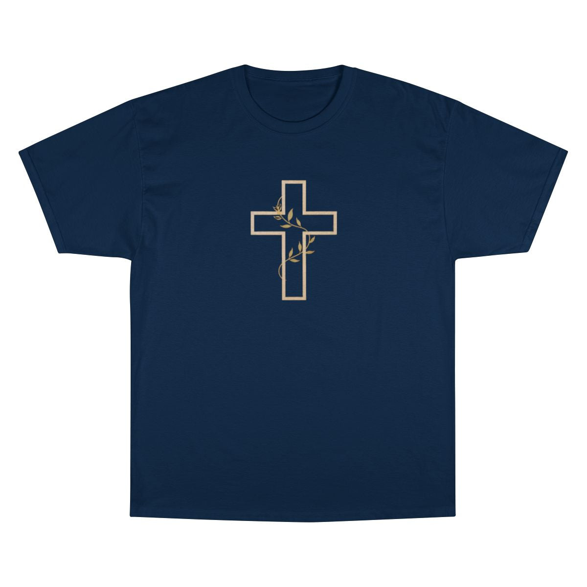 Dark Blue Cross Golden Vines Outline Design product type