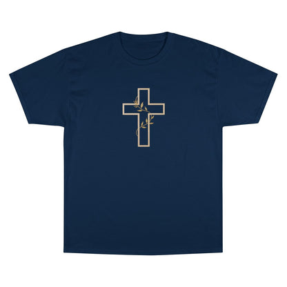Dark Blue Cross Golden Vines Outline Design product type