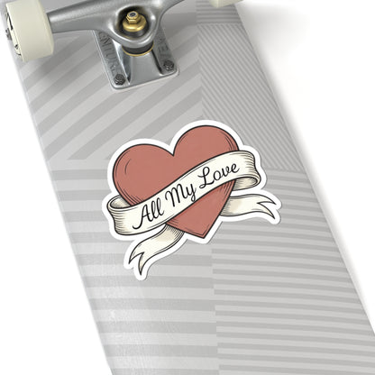 All My Love Heart Sticker for Skateboard Decor