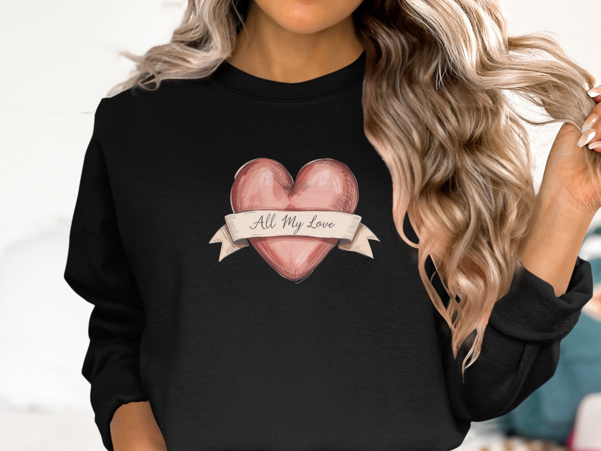 All My Love Heart Graphic Ladies Sweatshirt