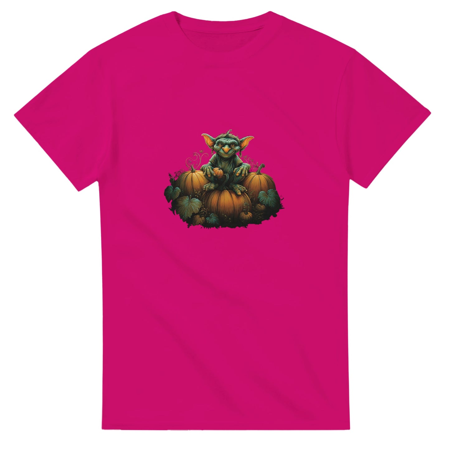 Autumn Goblin & Pumpkins on a Heavyweight T-shirt
