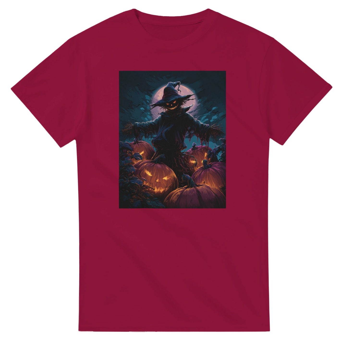 Jack-o'-Lanterns & Full Moon on a Heavyweight T-shirt