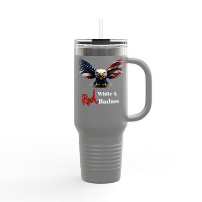 Red White & Badass Patriotic Eagle on a 40oz tumbler