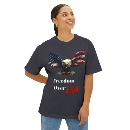 Freedom Over Fear Patriotic Eagle on a Premium Tee