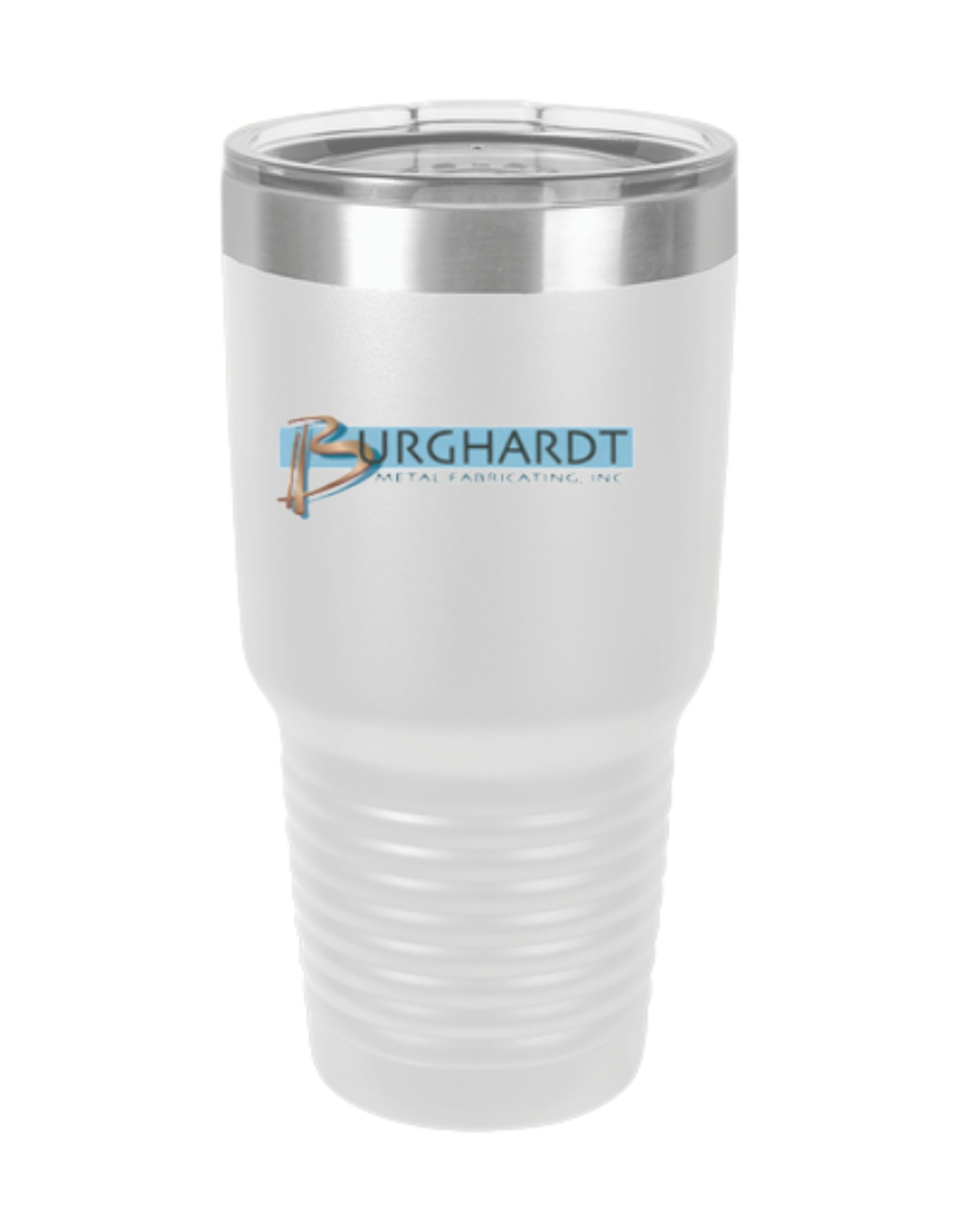 Burghardt Metal Fabricating, Inc., logo on a 30oz Insulated Travel Mug