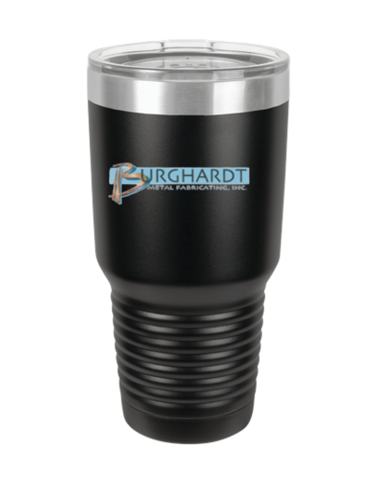 Burghardt Metal Fabricating, Inc., logo on a 30oz Insulated Travel Mug