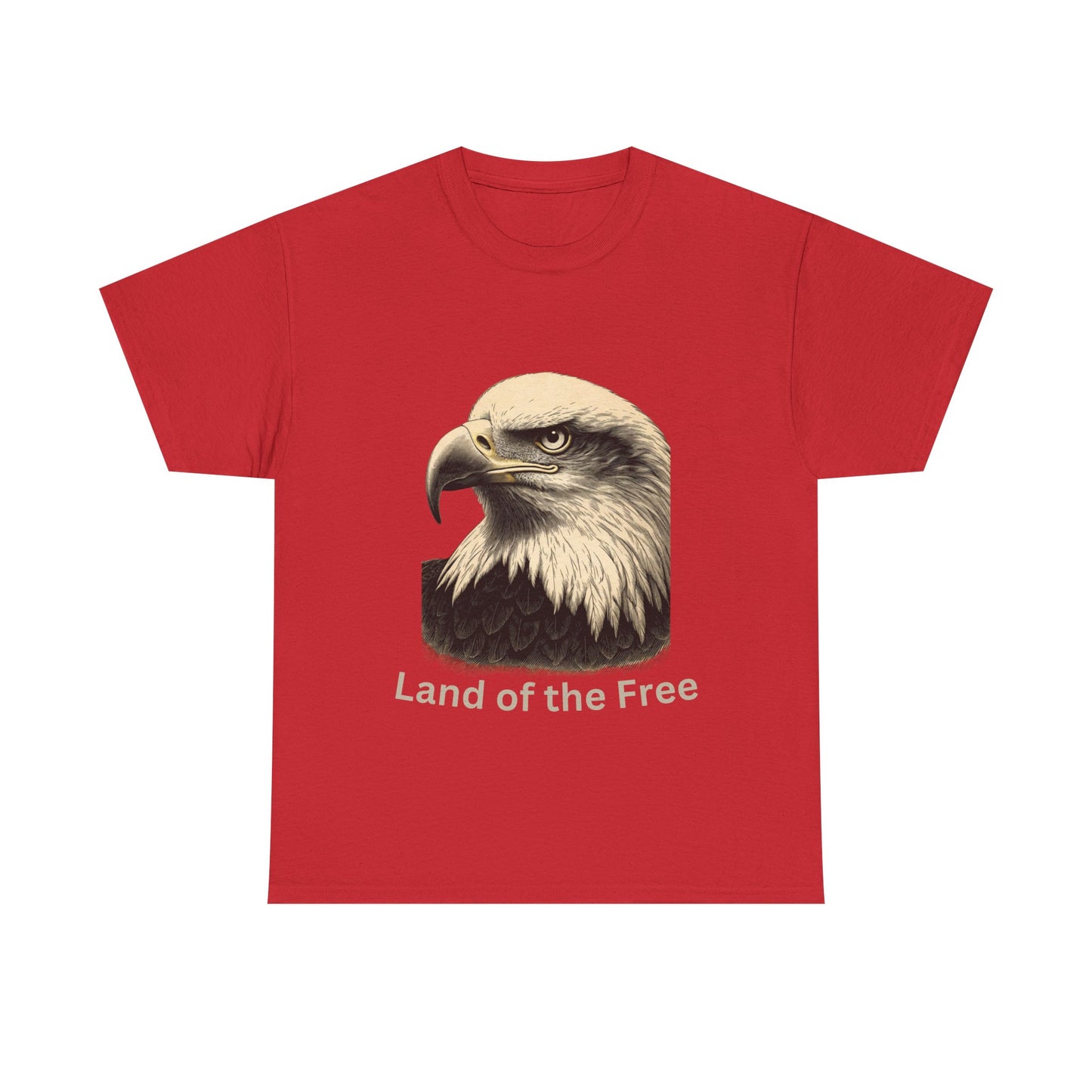 Engraved Eagle - Land of the Free - text on the bottom of a Heavyweight T-shirt