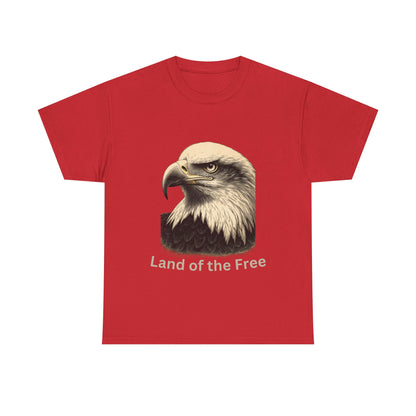 Engraved Eagle - Land of the Free - text on the bottom of a Heavyweight T-shirt